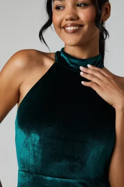 Debut London by Coast Halterneck Velvet Bridesmaids Maxi Dress
