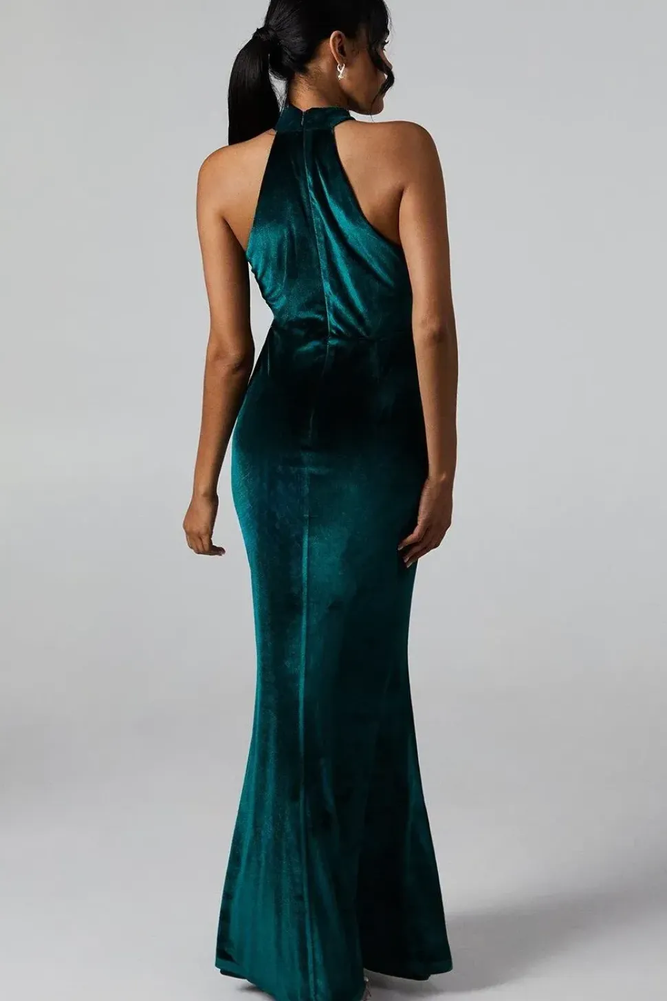 Debut London by Coast Halterneck Velvet Bridesmaids Maxi Dress