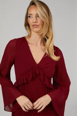 Debut London By Coast Kimono Sleeve Tiered Hem Georgette Midi Dress