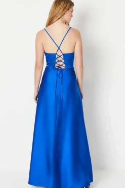 Debut London by Coast Lace Up Back Prom Maxi Dress