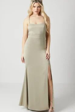 Debut London by Coast Lace Up Back Satin Bridesmaids Dress