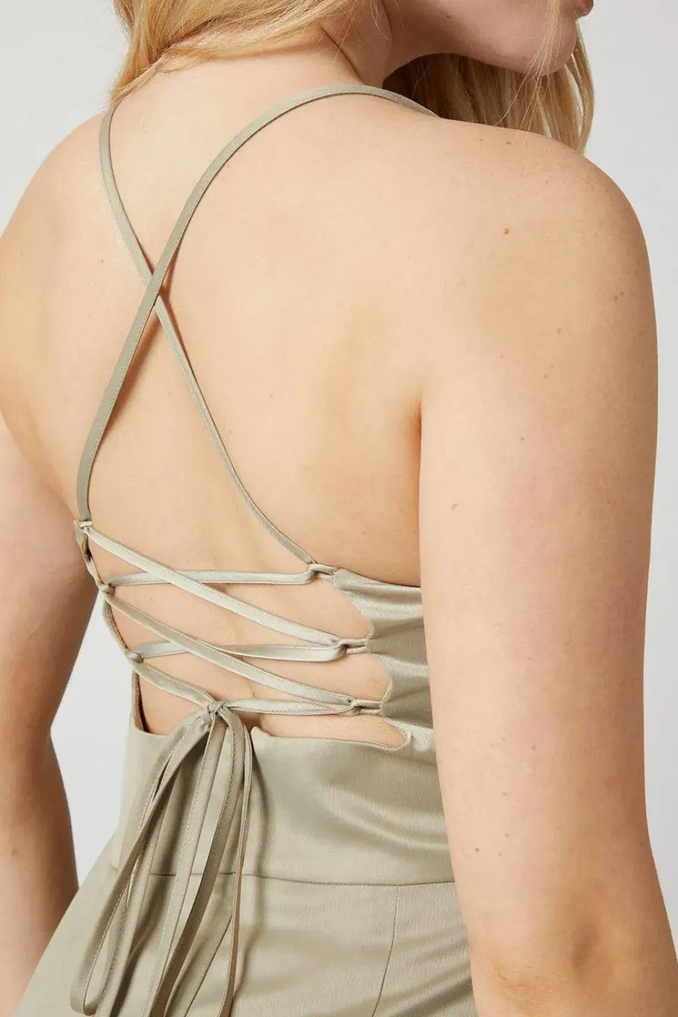 Debut London by Coast Lace Up Back Satin Bridesmaids Dress