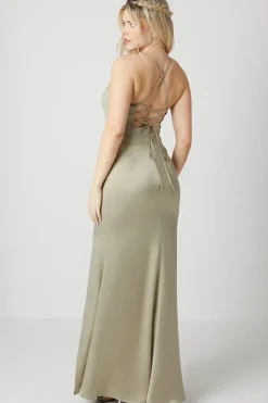 Debut London by Coast Lace Up Back Satin Bridesmaids Dress