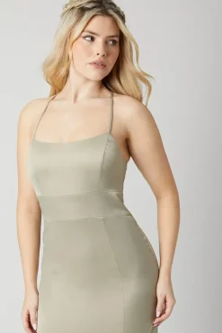Debut London by Coast Lace Up Back Satin Bridesmaids Dress