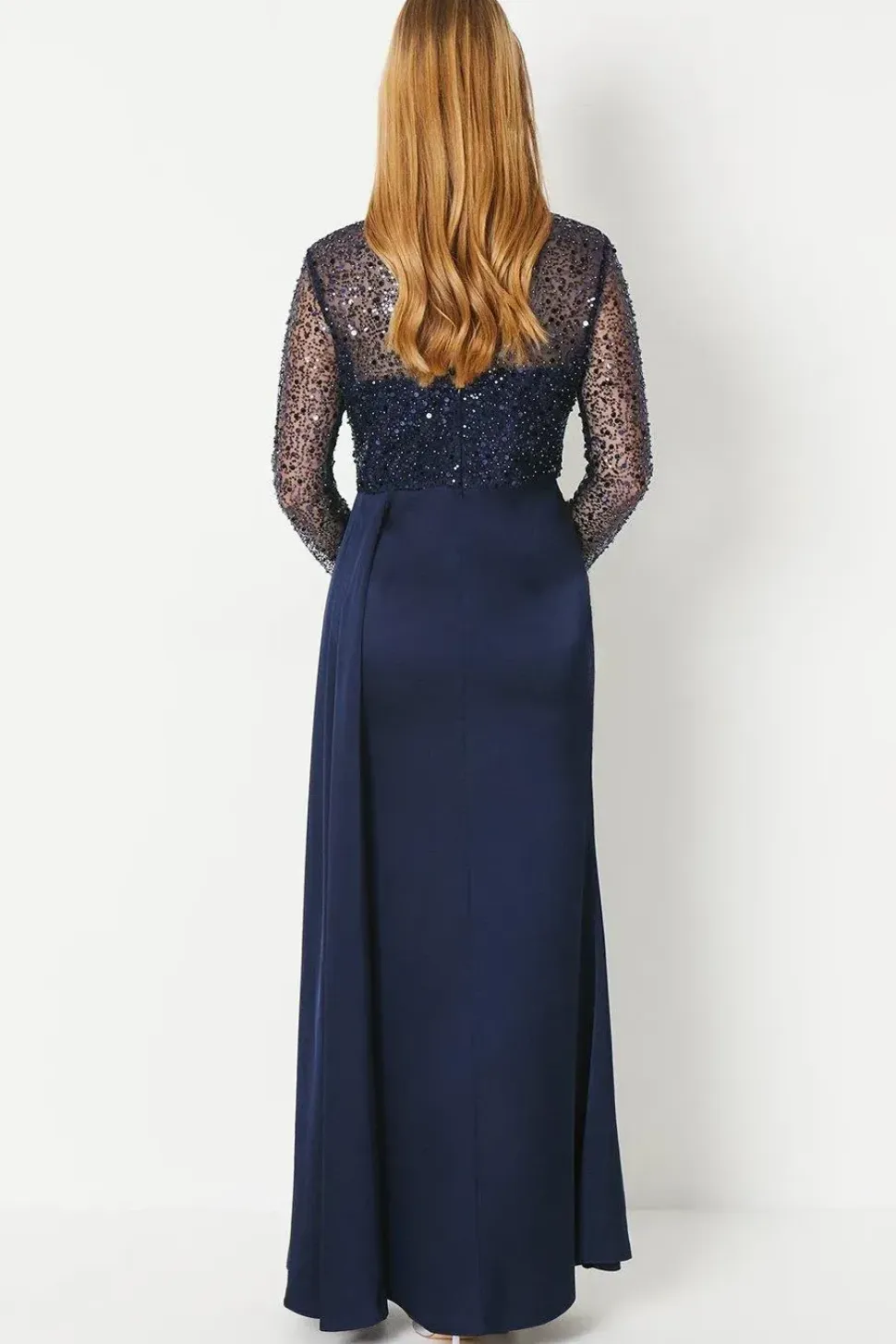 Debut London by Coast Long Sleeve Satin Skirt Prom Dress