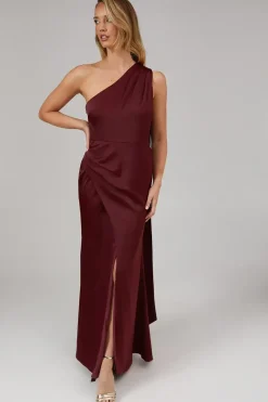 Debut London by Coast One Shoulder Tie Neck Detail Satin Bridesmaids Dress