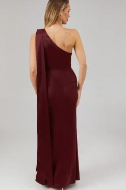 Debut London by Coast One Shoulder Tie Neck Detail Satin Bridesmaids Dress