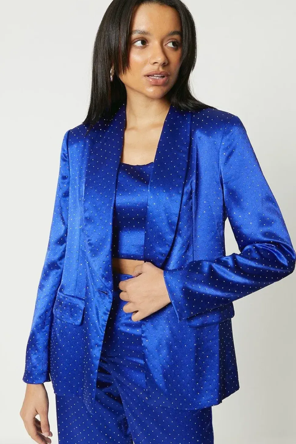 Debut London by Coast Satin Diamante Tailored Blazer