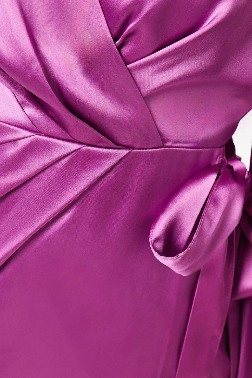 Debut London By Coast Satin Long Sleeve Wrap Midi Dress