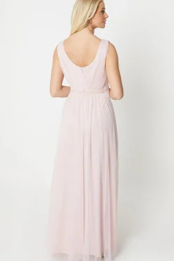 Debut London by Coast Sequin Detail Mesh Bridesmaids Maxi Dress