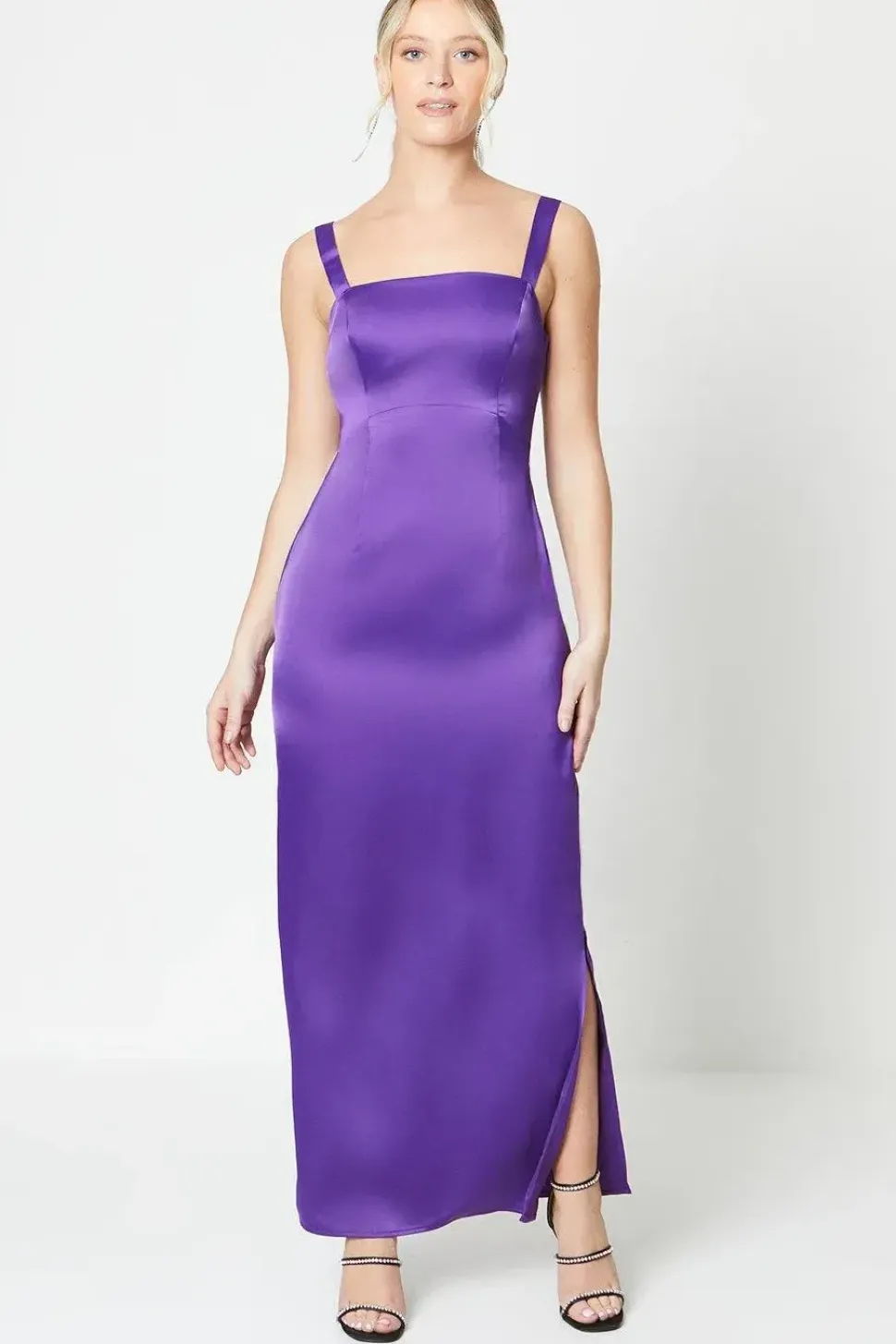 Debut London by Coast Square Neck Satin Maxi Dress