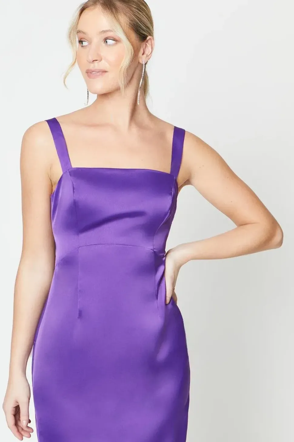 Debut London by Coast Square Neck Satin Maxi Dress