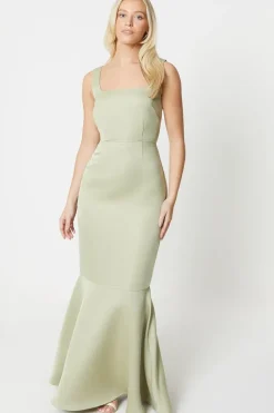 Debut London by Coast Square Neck Satin Peplum Hem Bridesmaids Dress