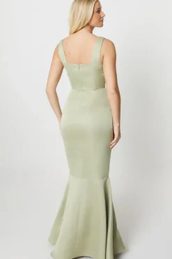 Debut London by Coast Square Neck Satin Peplum Hem Bridesmaids Dress