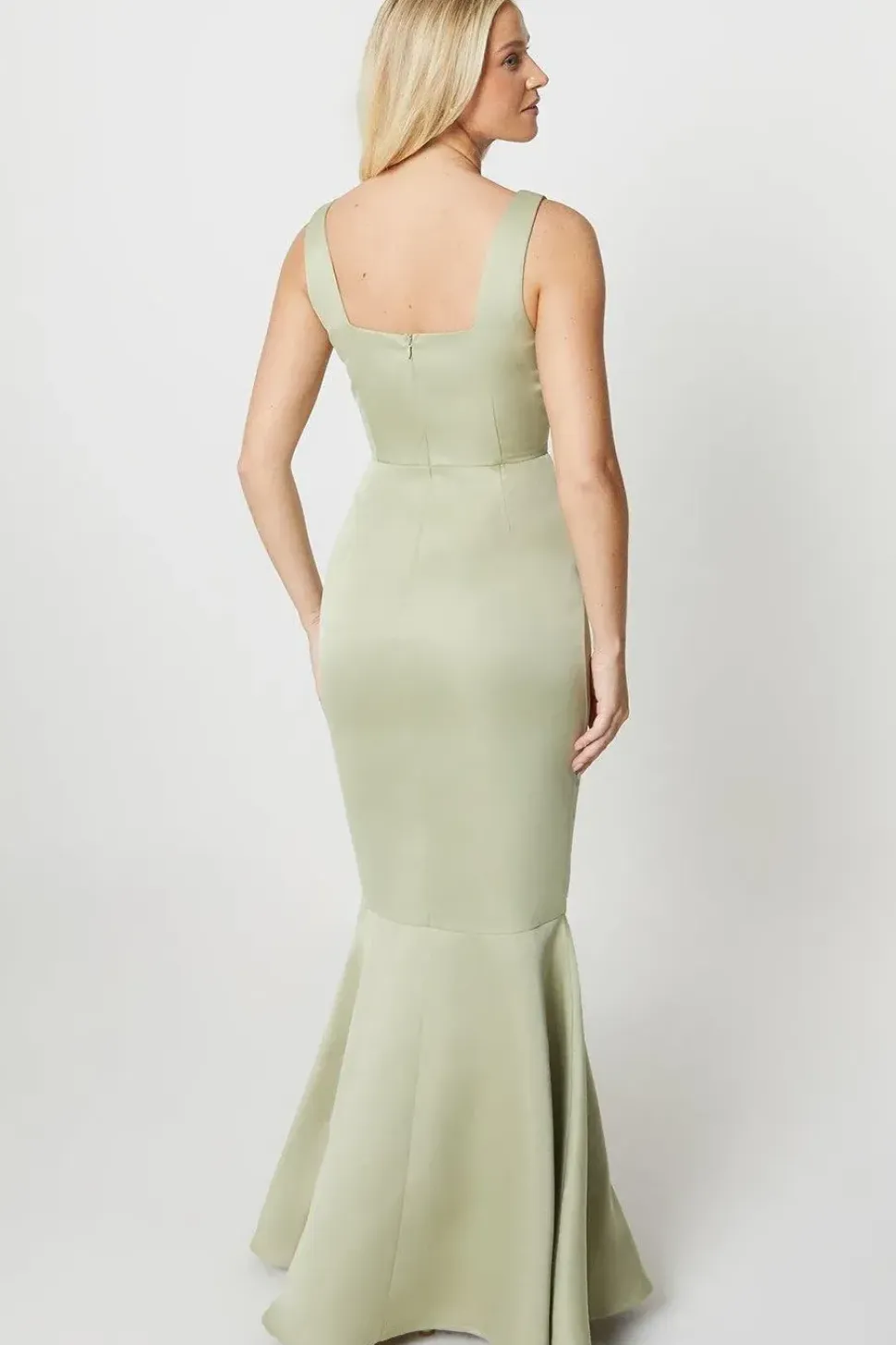 Debut London by Coast Square Neck Satin Peplum Hem Bridesmaids Dress