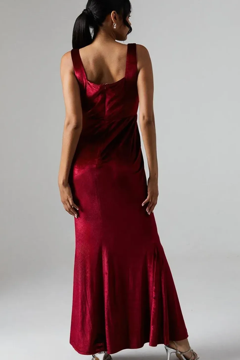 Debut London by Coast Square Neck Velvet Bridesmaids Maxi Dress