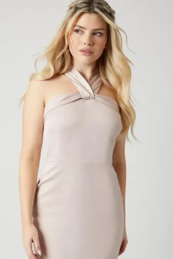 Debut London by Coast Twist Halterneck Satin Bridesmaids Dress