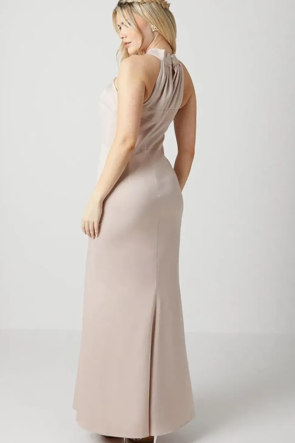 Debut London by Coast Twist Halterneck Satin Bridesmaids Dress