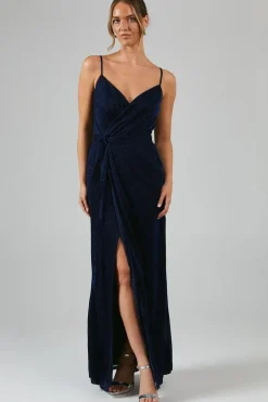 Debut London by Coast Wrap Front Glitter Jersey Bridesmaids Dress