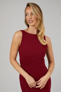 Debut London Pleated Waistband Stretch Crepe Bridesmaids Dress
