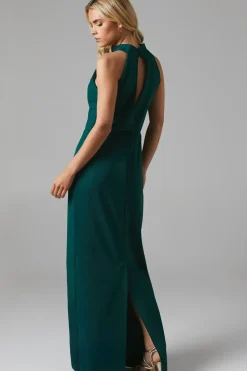 Debut London Twist Back Halter Stretch Crepe Bridesmaids Dress