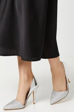 Dejas Glitter Mirror Metallic Court Shoes