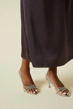 Delfina Diamante Vinyl Slingback Medium Stiletto Heel Sandal