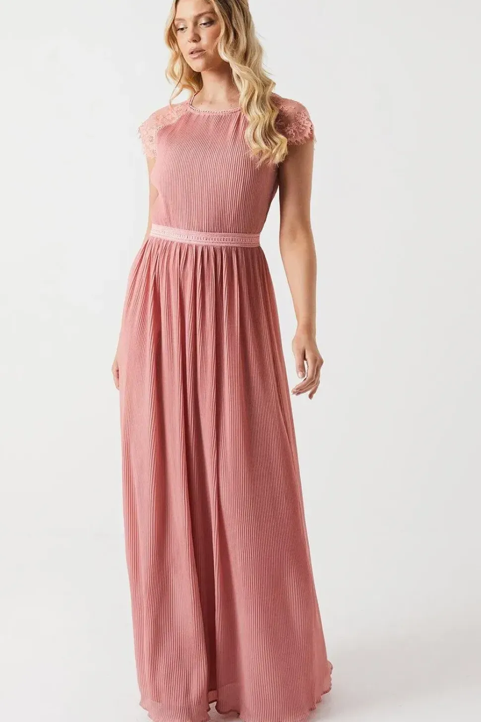 Delicate Lace Bodice Maxi Bridesmaids Dress