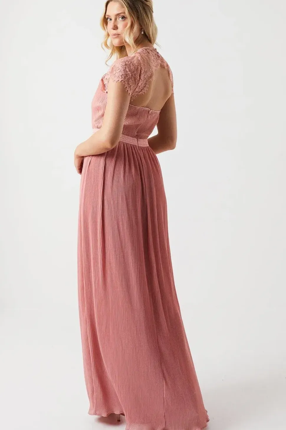 Delicate Lace Bodice Maxi Bridesmaids Dress