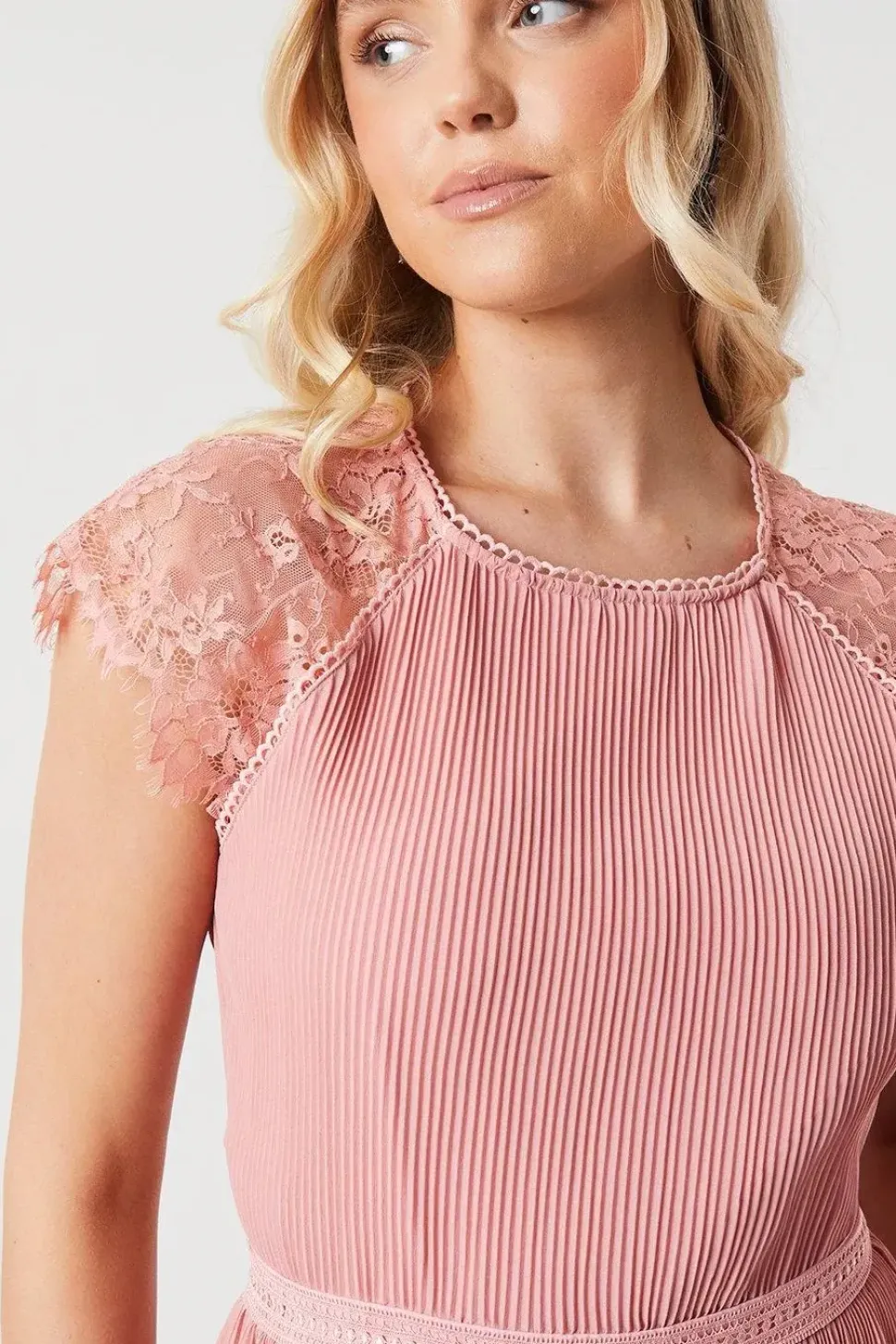Delicate Lace Bodice Maxi Bridesmaids Dress