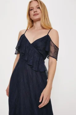 Delicate Lace Cold Shoulder Maxi Dress