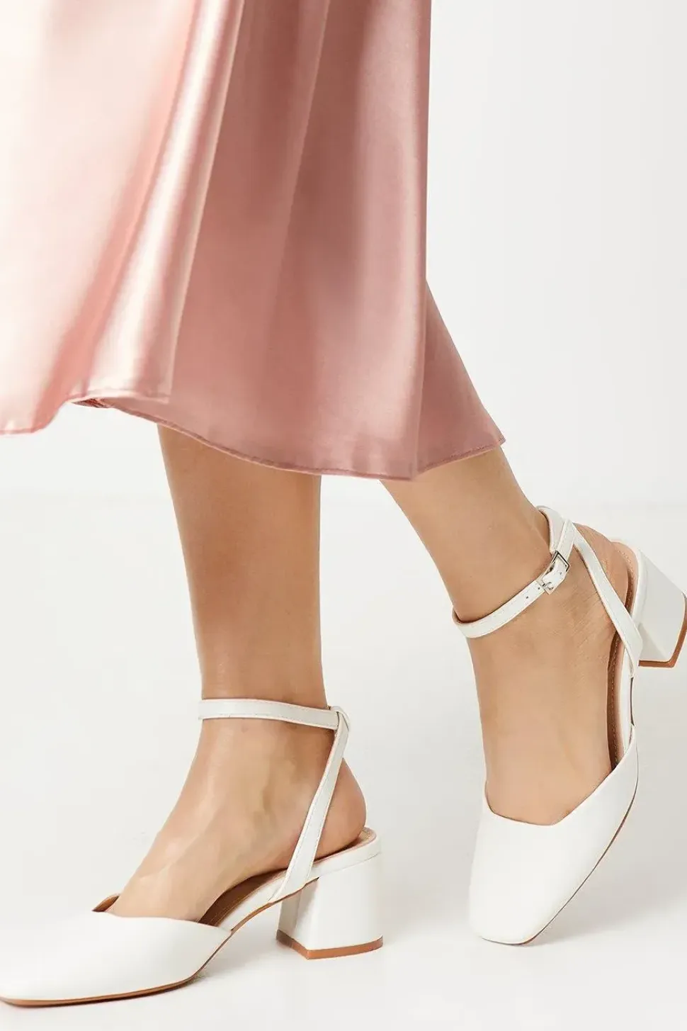 Delira Open Back Square Toe Medium Block Heel Court Shoes
