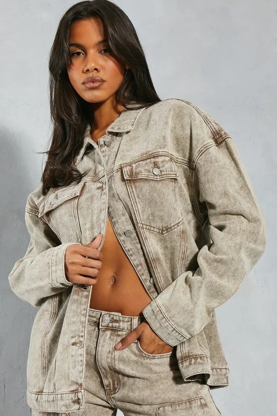 Denim Acid Wash Oversized Jacket