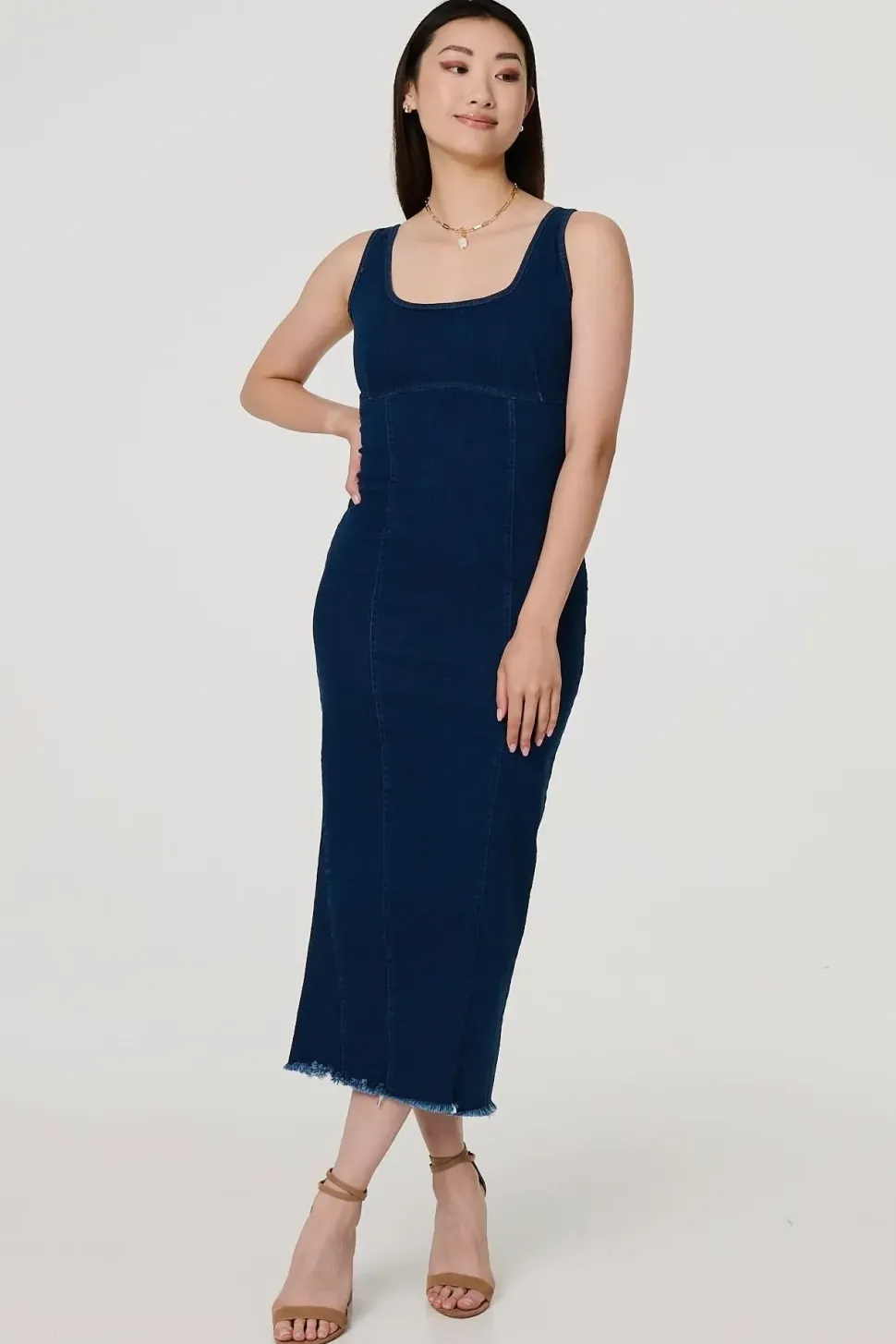 Denim Bodycon Midi Dress