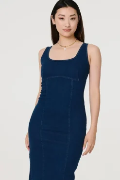 Denim Bodycon Midi Dress