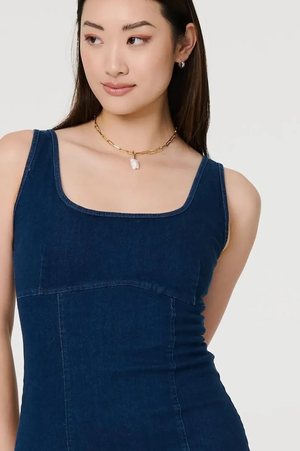 Denim Bodycon Midi Dress