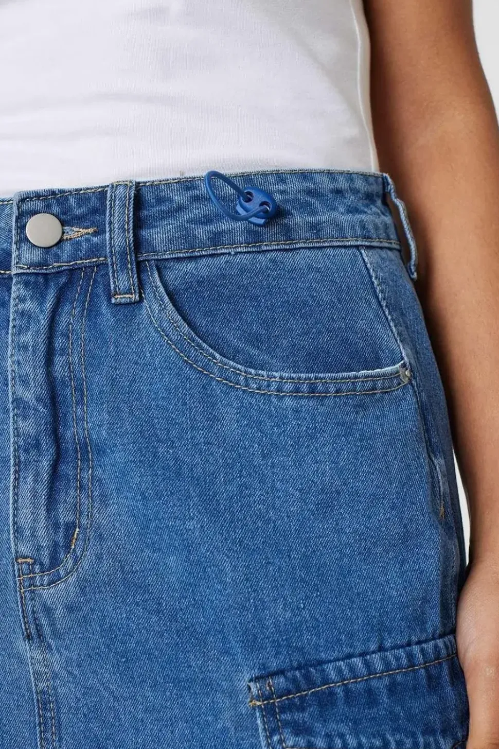 Denim High Waist Split Midi Skirt