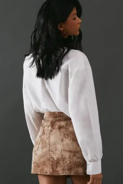 Denim Lace High Waisted Mini Skirt