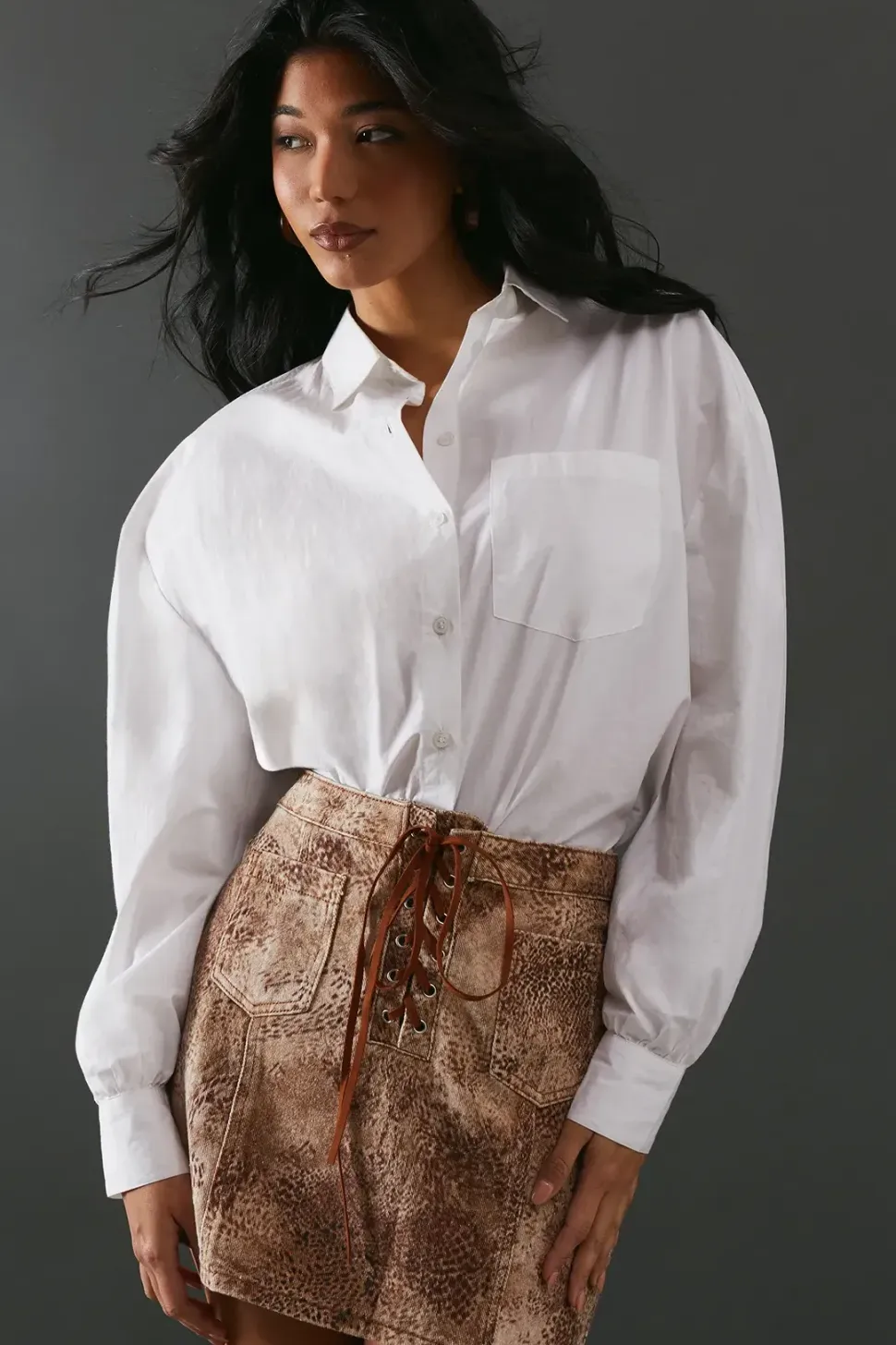 Denim Lace High Waisted Mini Skirt