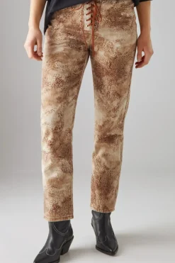 Denim Lace Up Straight Leg Jean