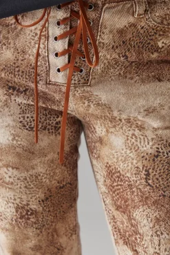 Denim Lace Up Straight Leg Jean