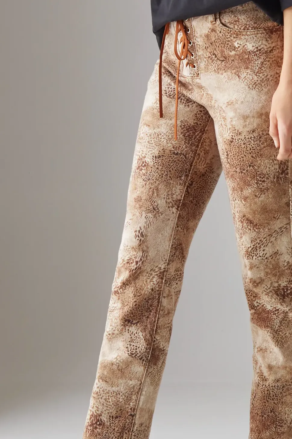 Denim Lace Up Straight Leg Jean