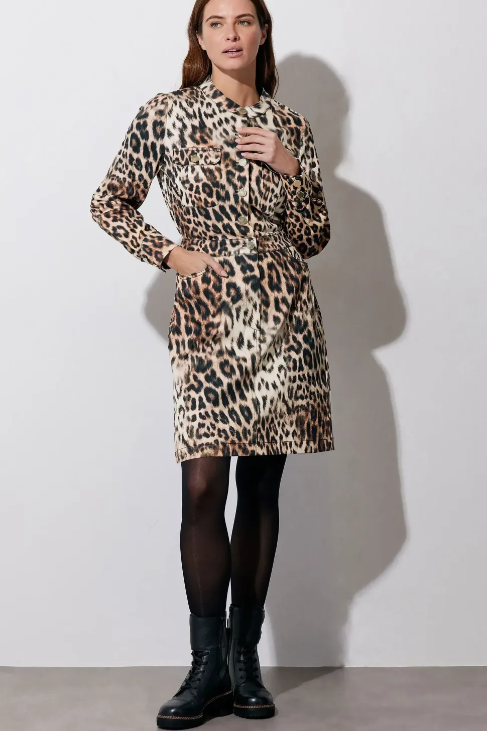 Denim Leopard Print Dress