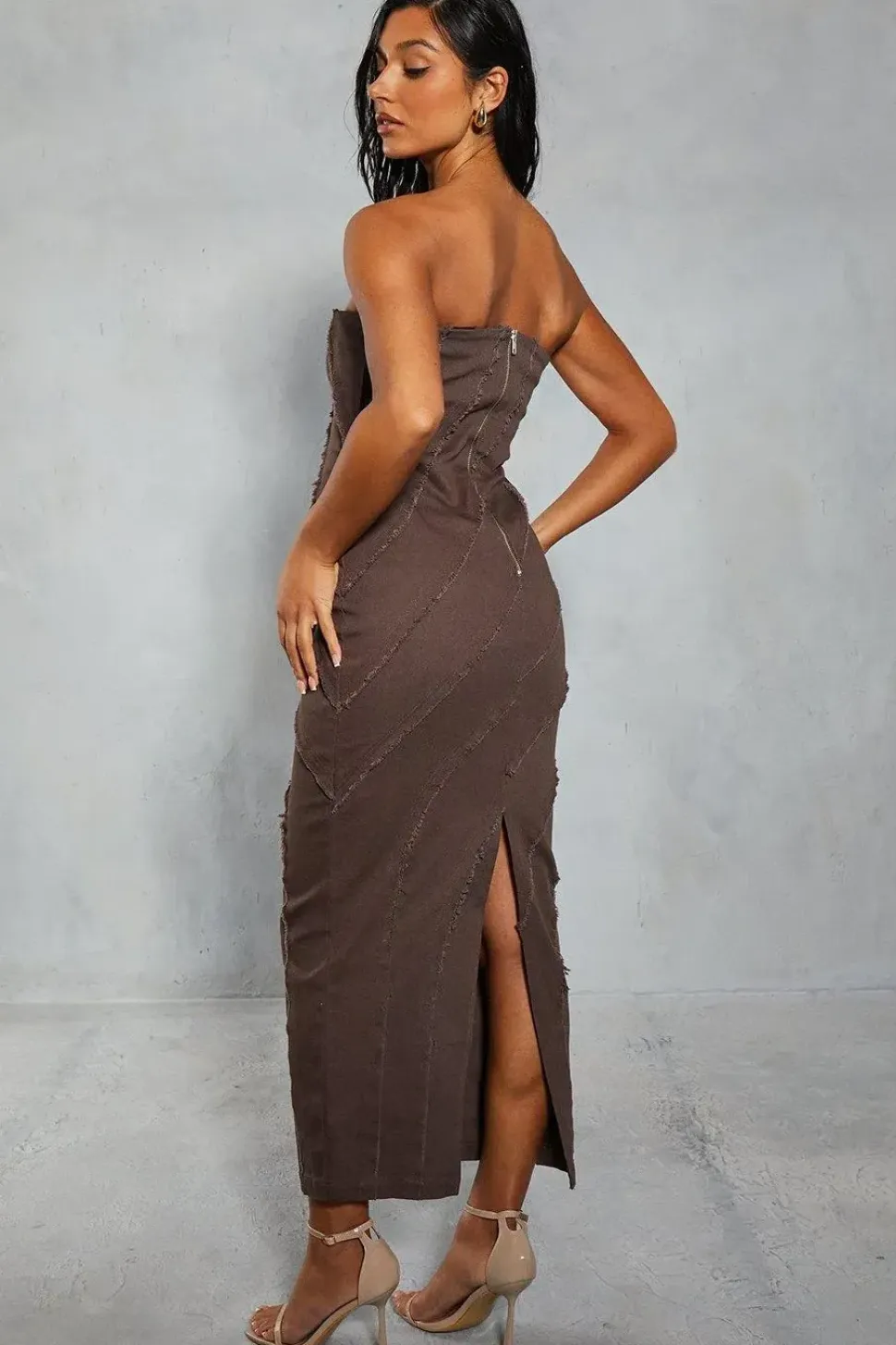 Denim Seam Detail Maxi Column Dress
