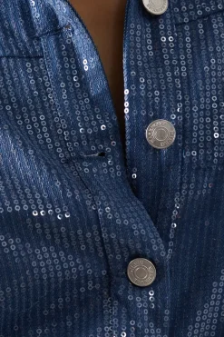 Denim Sequin Oversized Shirt