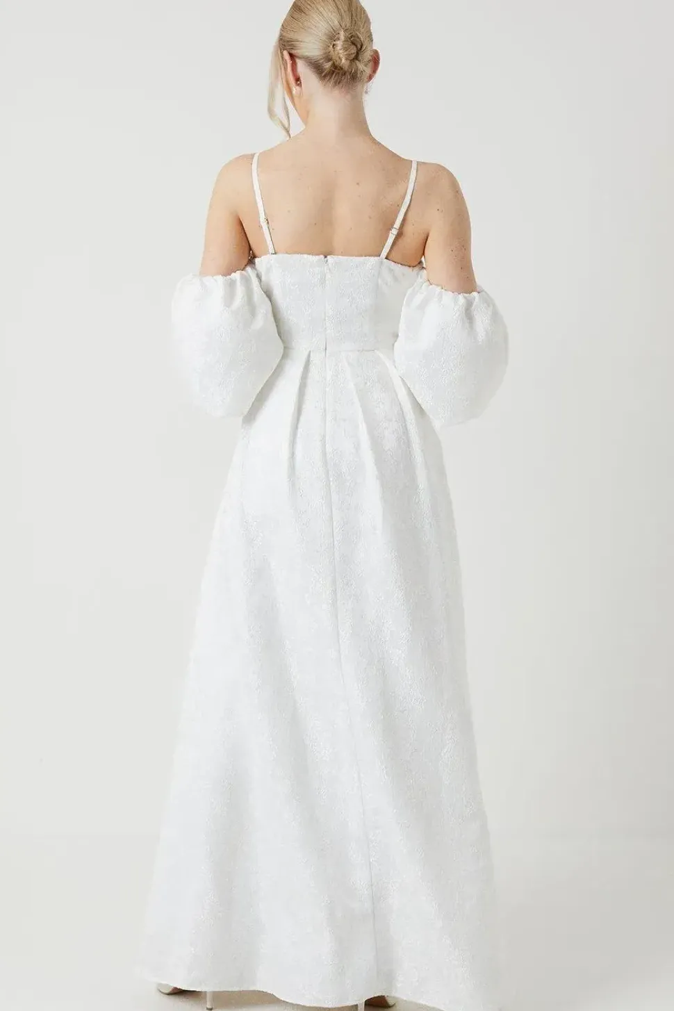Detachable Puff Sleeves Bandeau Wedding Dress