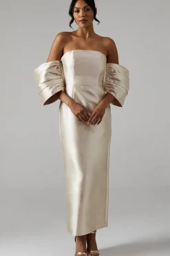 Detachable Shrug Twill Bridesmaid Dress