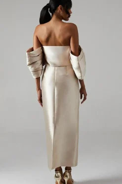 Detachable Shrug Twill Bridesmaid Dress