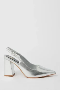 Devana Pointed Toe High Block Heel Slingback Court Shoes