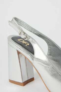 Devana Pointed Toe High Block Heel Slingback Court Shoes